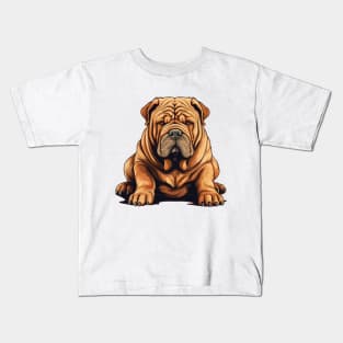 Chinese Shar Pei Dog Illustration Kids T-Shirt